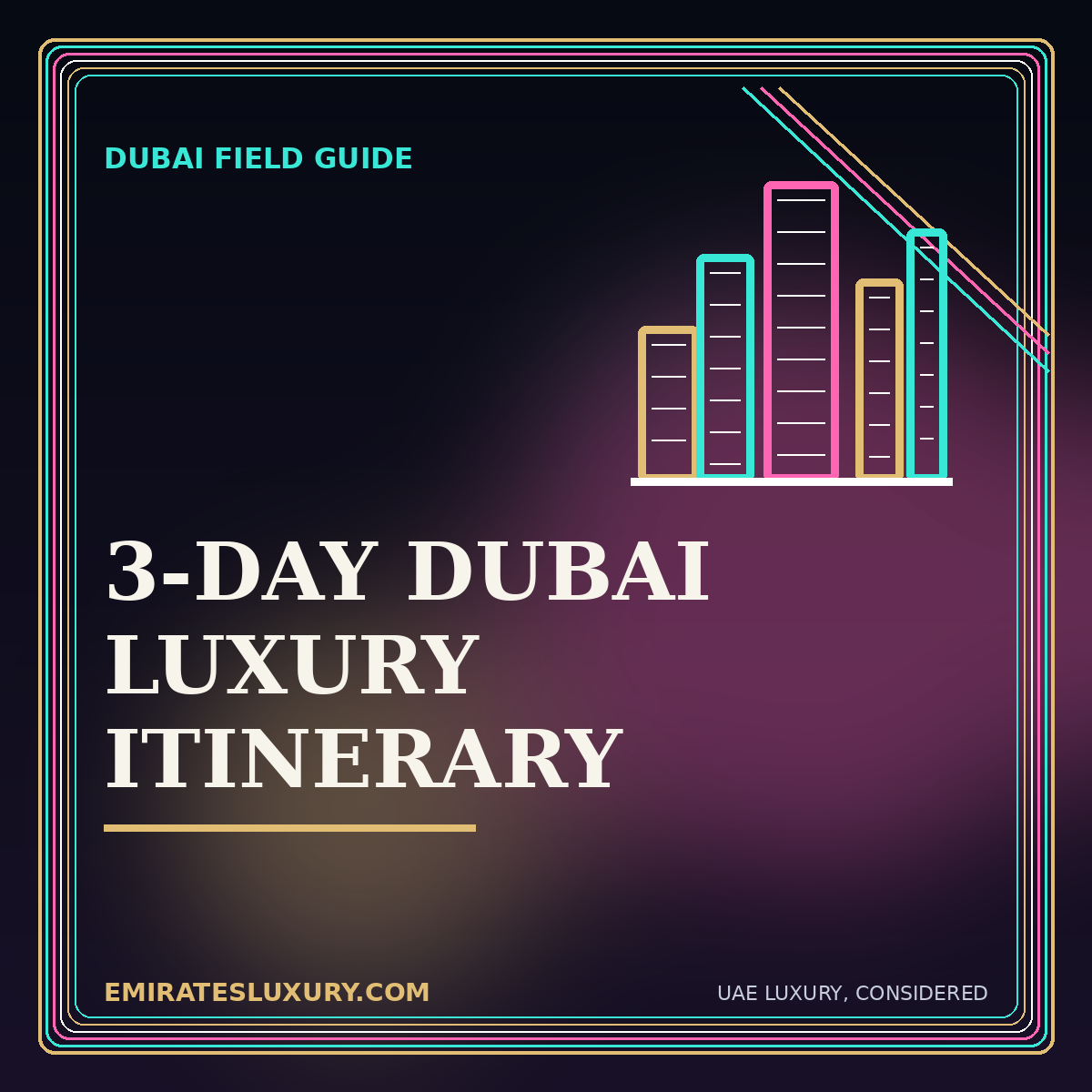 Typography illustration for A Three-Day Dubai Luxury Itinerary That Balances Icons, Culture and Quiet Time