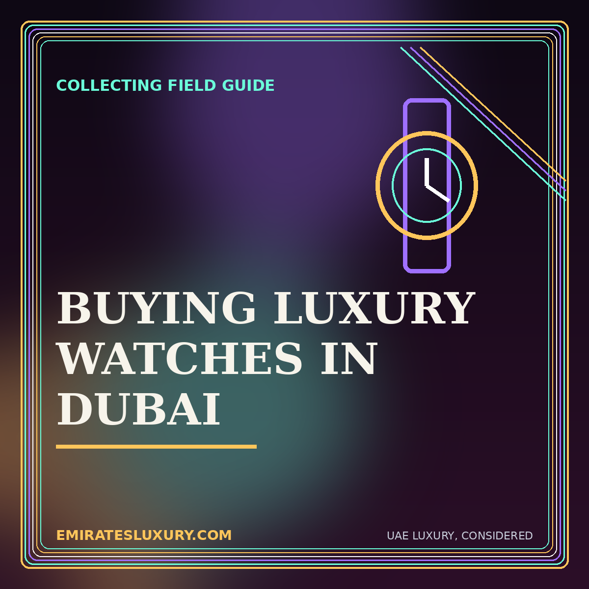 Typography illustration for Buying Luxury Watches in Dubai: Authenticity, Documentation and Aftercare